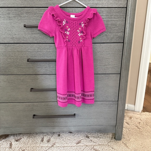 Gymboree Other - Gymboree Fuchsia Knit Dress with Embroidered Details